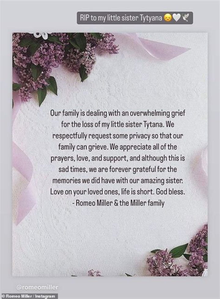 Tytyana Miller Obituary: Did Romeo Miller Sister Died In A Car Accident?